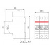 Автоматичний вимикач ABB SH203-C4 3P 4А тип C 6кА зображення 3 (габаритні розміри)