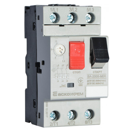 Автоматичний вимикач захисту двигуна АСКО-УКРЕМ ВА-2005 М08 2,5-4А (A0010050003) фото