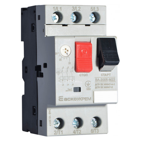 Автоматичний вимикач захисту двигуна АСКО-УКРЕМ ВА-2005 М22 20-25А (A0010050010) фото