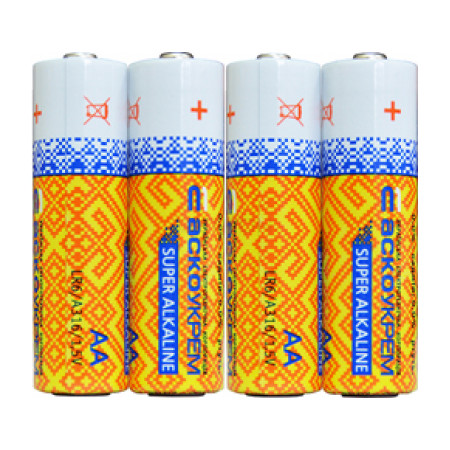 Батарейка лужна АСКО-УКРЕМ AА.LR6.SP4 (упаковка shrink 4 шт.) (Аско.LR6.SP4) фото