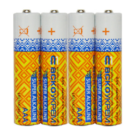 Батарейка лужна АСКО-УКРЕМ AАА.LR03.SP4 (упаковка shrink 4 шт.) (Аско.LR03.SP4) фото