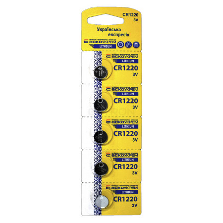 Батарейка литиевая АСКО-УКРЕМ «таблетка» CR1220.BP5 (упаковка blister 5 шт.) (Аско.CR1220.BP5) фото