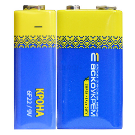 Батарейка сольова АСКО-УКРЕМ Крона.6F22.SP1 (упаковка shrink 1 шт.) (Аско.6F22.SP1) фото
