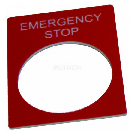 Табличка маркировочная АСКО-УКРЕМ «EMERGENCY STOP» красная для кнопок ∅22 мм (A0140010069) фото