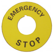 Табличка маркувальна АСКО-УКРЕМ «EMERGENCY STOP» жовта для кнопок ∅22 мм міні-фото