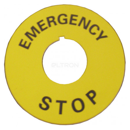 Табличка маркувальна АСКО-УКРЕМ «EMERGENCY STOP» жовта для кнопок ∅22 мм (A0140010073) фото