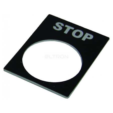 Табличка маркировочная АСКО-УКРЕМ «STOP» черная для кнопок ∅22 мм (A0140010070) фото