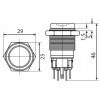 Кнопка АСКО-УКРЕМ TYJ 22-321 металлическая с фиксацией 1НО+1НЗ изображение 3 (габаритные размеры)