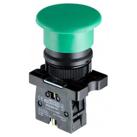 Кнопка АСКО-УКРЕМ LAY5-EC31 «грибок» (d 40 мм) «СТАРТ» зелена (A0140010191) фото