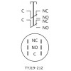 Кнопка АСКО-УКРЕМ TYJ 19-212 металлическая 2НО+2НЗ изображение 4 (схема)