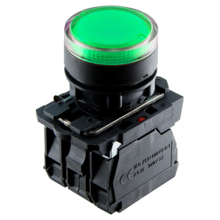 Кнопка АСКО-УКРЕМ TB5-AW33M5 с подсветкой зеленая (A0140010173) фото