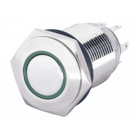 Кнопка АСКО-УКРЕМ TYJ 16-261 металева з підсвічуванням 1НВ+1НЗ 220V зелена (A0140010093) фото