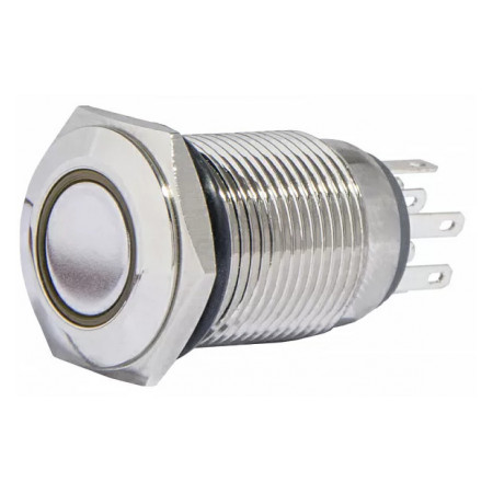 Кнопка АСКО-УКРЕМ TYJ 16-262 металлическая с подсветкой 2НО+2НЗ 220V желтая (A0140010095) фото