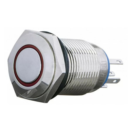 Кнопка АСКО-УКРЕМ TYJ 16-361 металлическая с подсветкой с фиксацией 1НО+1НЗ 220V красная (A0140010098) фото