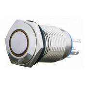 Кнопка АСКО-УКРЕМ TYJ 16-361 металлическая с подсветкой с фиксацией 1НО+1НЗ 220V желтая мини-фото