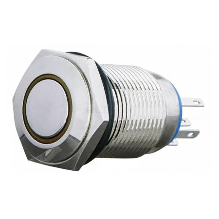 Кнопка АСКО-УКРЕМ TYJ 16-361 металлическая с подсветкой с фиксацией 1НО+1НЗ 220V желтая (A0140010100) фото