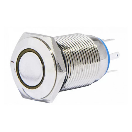 Кнопка АСКО-УКРЕМ TYJ 16-362 металлическая с подсветкой с фиксацией 2НО+2НЗ 220V желтая (A0140010101) фото