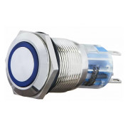 Кнопка АСКО-УКРЕМ TYJ 19-271 металлическая с подсветкой 1НО+1НЗ 24V синяя мини-фото