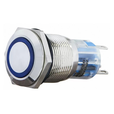 Кнопка АСКО-УКРЕМ TYJ 19-271 металлическая с подсветкой 1НО+1НЗ 24V синяя (A0140010143) фото