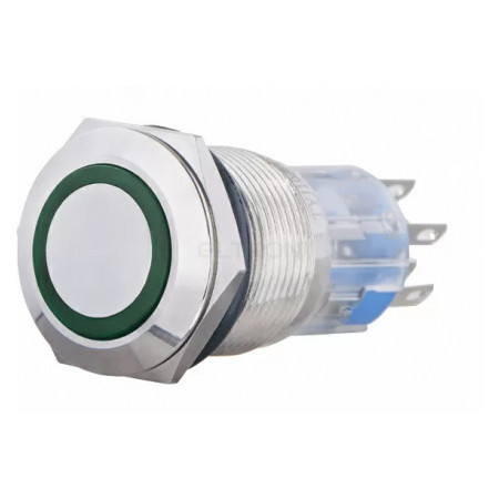 Кнопка АСКО-УКРЕМ TYJ 19-272 металлическая с подсветкой 2НО+2НЗ 220V зеленая (A0140010116) фото