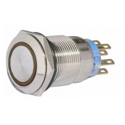 Кнопка АСКО-УКРЕМ TYJ 19-372 металлическая с подсветкой с фиксацией 2НО+2НЗ 220V желтая мини-фото