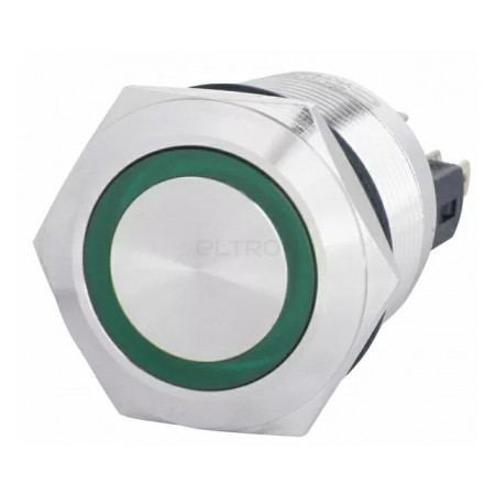Кнопка АСКО-УКРЕМ TYJ 22-271 металева з підсвічуванням 1НВ+1НЗ 220V зелена (A0140010132) фото