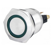 Кнопка АСКО-УКРЕМ TYJ 22-371 металлическая с подсветкой с фиксацией 1НО+1НЗ 220V зеленая мини-фото