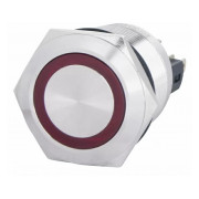 Кнопка АСКО-УКРЕМ TYJ 22-371 металлическая с подсветкой с фиксацией 1НО+1НЗ 220V красная мини-фото