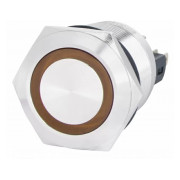 Кнопка АСКО-УКРЕМ TYJ 22-371 металлическая с подсветкой с фиксацией 1НО+1НЗ 220V желтая мини-фото