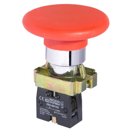 Кнопка АСКО-УКРЕМ XB2-BR42 «грибок» (d 60 мм) «СТОП» красная (A0140010015) фото