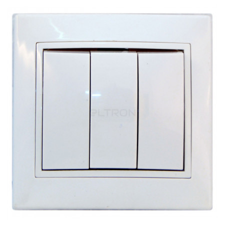 Выключатель АСКО-УКРЕМ BBсб10-3-0-Fl-W трехклавишный белый фото