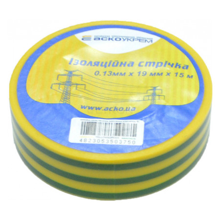 Изолента АСКО-УКРЕМ 0,13×19мм/15м желто-зеленая (A0150020017) фото