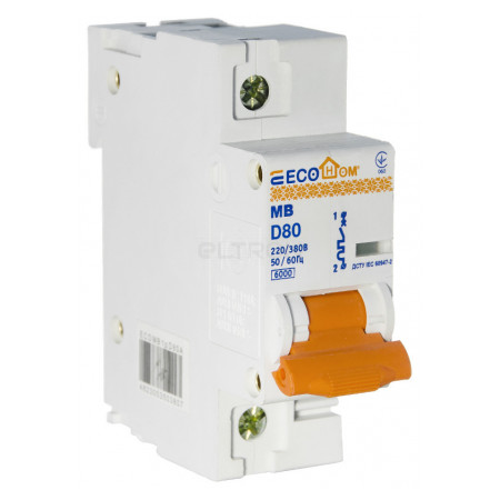 Автоматический выключатель ECOHOME ECO MB 1p D 80A (ECO070010001) фото