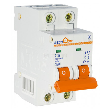 Автоматичний вимикач ECOHOME ECO 2p С 6A (ECO010020001) фото