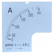 Шкала 200/5А до амперметра трансформаторного включення АСКО-УКРЕМ A-72-6 (72×72 мм) міні-фото