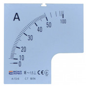 Шкала 50/5А до амперметра трансформаторного включення АСКО-УКРЕМ A-72-6 (72×72 мм) міні-фото