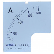 Шкала 600/5А до амперметра трансформаторного включення АСКО-УКРЕМ A-72-6 (72×72 мм) міні-фото