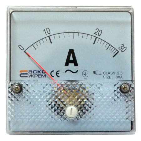 Амперметр АСКО-УКРЕМ A-80 прямого включення 30А (AC) 80×80 мм (A0190010054) фото