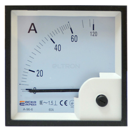 Амперметр АСКО-УКРЕМ A-96-6 прямого включения 60А (AC) 96×96 мм (A0190010092) фото