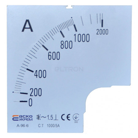 Шкала 1000/5А к амперметру трансформаторного включения АСКО-УКРЕМ A-96-6 (96×96 мм) (A0190010089) фото