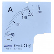 Шкала 200/5А до амперметра трансформаторного включення АСКО-УКРЕМ A-96-6 (96×96 мм) міні-фото