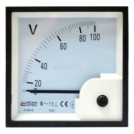 Вольтметр АСКО-УКРЕМ A-96-6 прямого включения 100В (AC) 96×96 мм (A0190010094) фото