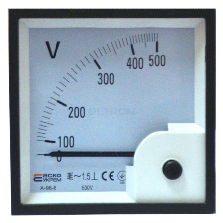 Вольтметр АСКО-УКРЕМ A-96-6 прямого включения 500В (AC) 96×96 мм (A0190010096) фото