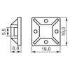 Площадка самоклеющаяся АСКО-УКРЕМ 20х20 для хомутов (упаковка 100 шт.) изображение 2 (габаритные размеры)