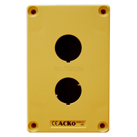 Корпус АСКО-УКРЕМ HJ9-2 кнопочного поста управления 2-местный желтый (A0140020036) фото