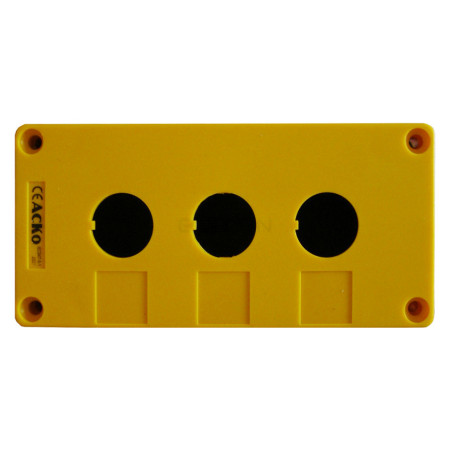 Корпус АСКО-УКРЕМ HJ9-3 кнопочного поста управления 3-местный желтый (A0140020038) фото