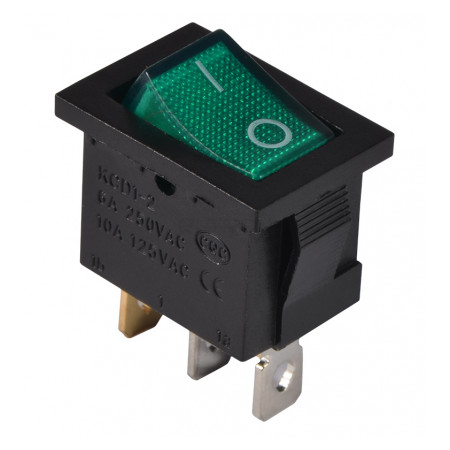 Переключатель АСКО-УКРЕМ KCD1-2-101N GR/B черный с зеленой клавишей с подсветкой (A0140040054) фото