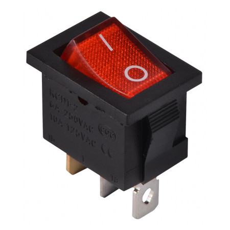 Перемикач АСКО-УКРЕМ KCD1-2-101N R/B чорний з червоною клавішою з підсвічуванням (A0140040053) фото