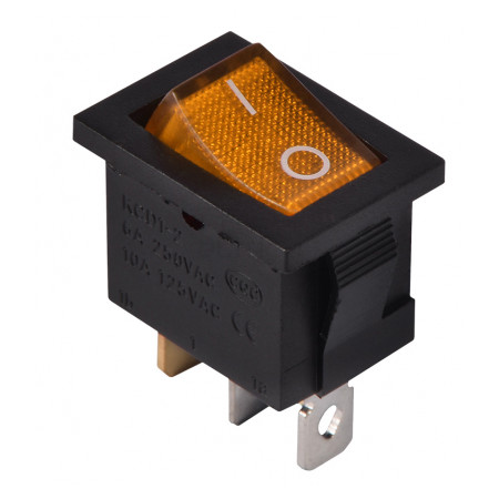 Переключатель АСКО-УКРЕМ KCD1-2-101N YL/B черный с желтой клавишей с подсветкой (A0140040055) фото