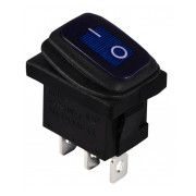 Переключатель АСКО-УКРЕМ KCD1-2-101WN BL/B черный с синей клавишей с подсветкой IP65 мини-фото